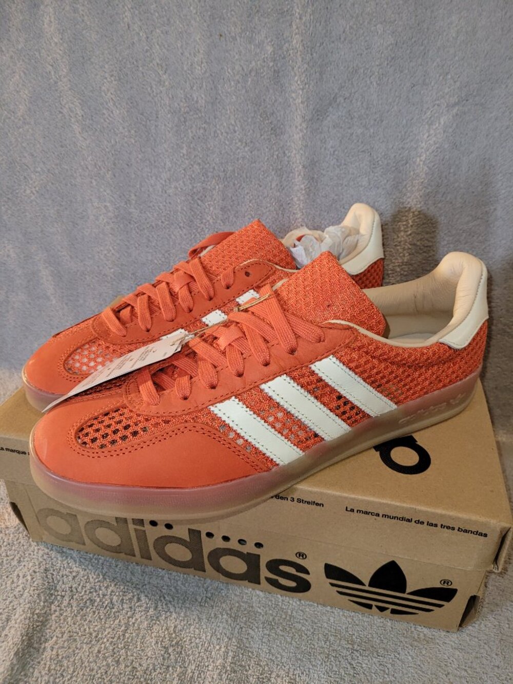 Adidas Gazelle Orange Off White Tan Gum Men's Size 9.5 Sneakers JS0713 (#2832) - Picture 3 of 16